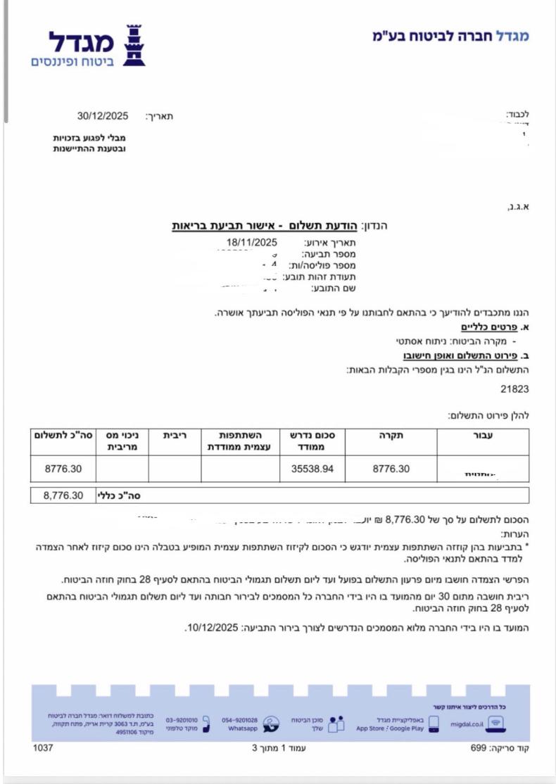 מגדל – תביעת בריאות